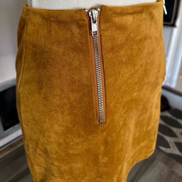 Forever 21 Mustard Yellow Gold High Waisted Double Zipper Stretch Small Skirt - Picture 4 of 7